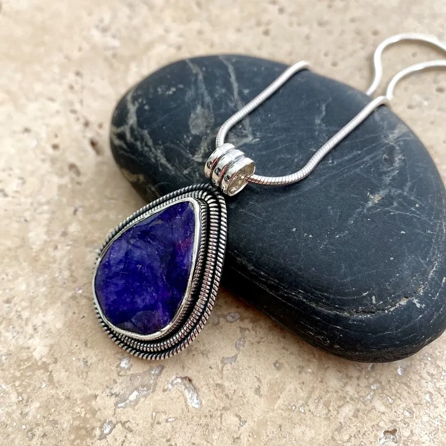 Sapphire Quartz Teardrop Pendant - Phoenix