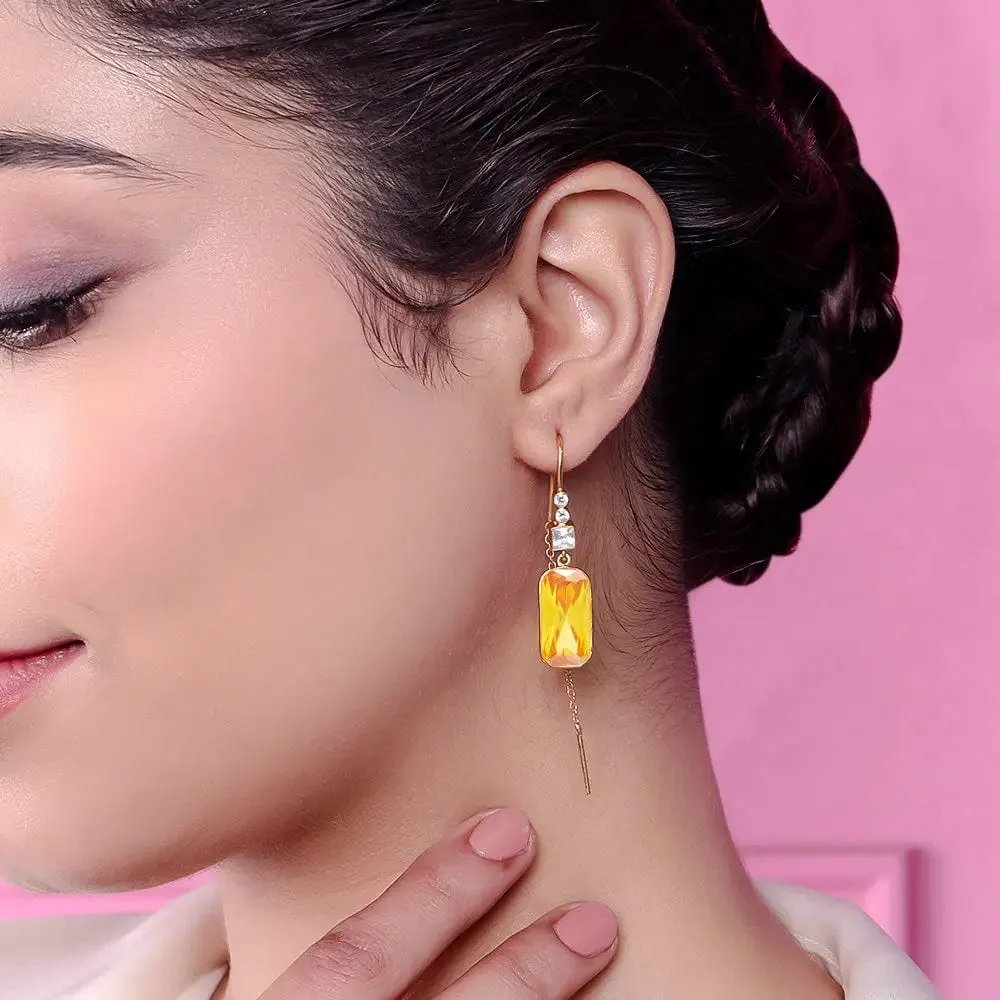 Silver 92.5 Citrine Sui Dhaga Earring