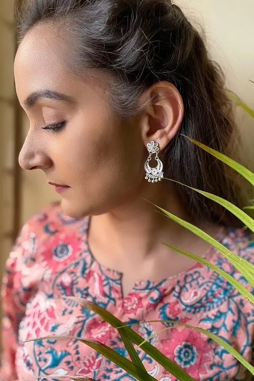 Silver Linings "Chandbali" Silver Filigree Earrings