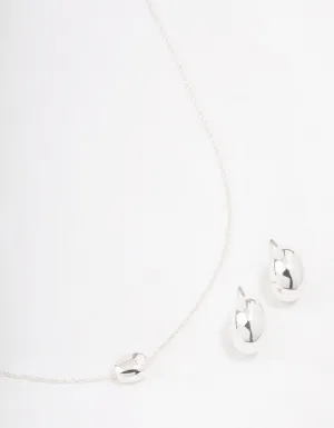 Silver Metal Stone Jewellery Set