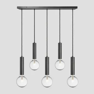 Sleek Cylinder 5 Wire Cluster Lights - Pewter