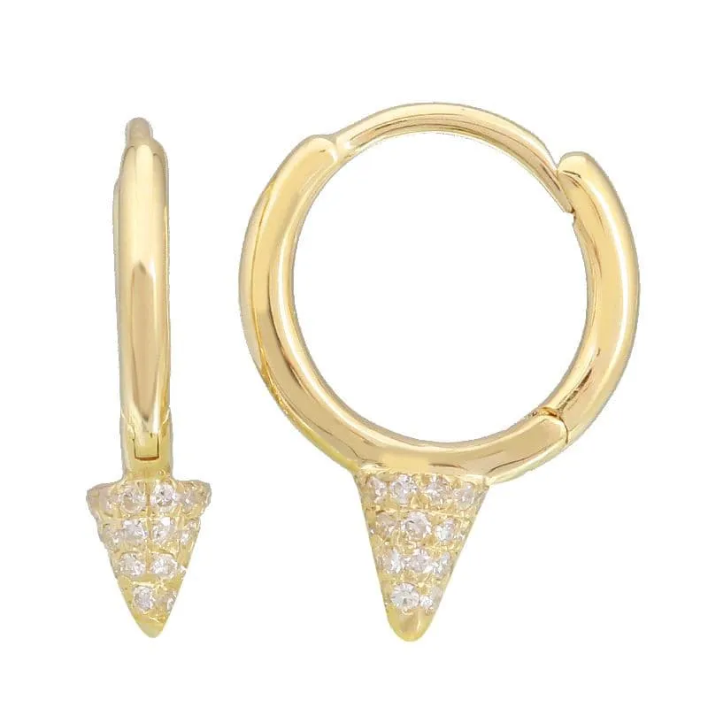 Smooth Huggie Pave Spike Earrings