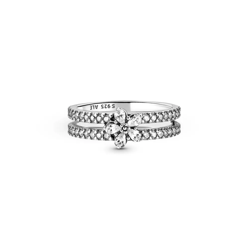 Sparkling Snowflake Double Ring