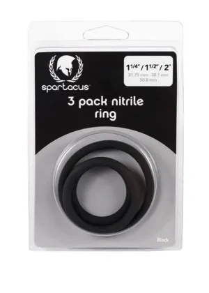 Spartacus Nitrile Cock Ring Set in Black