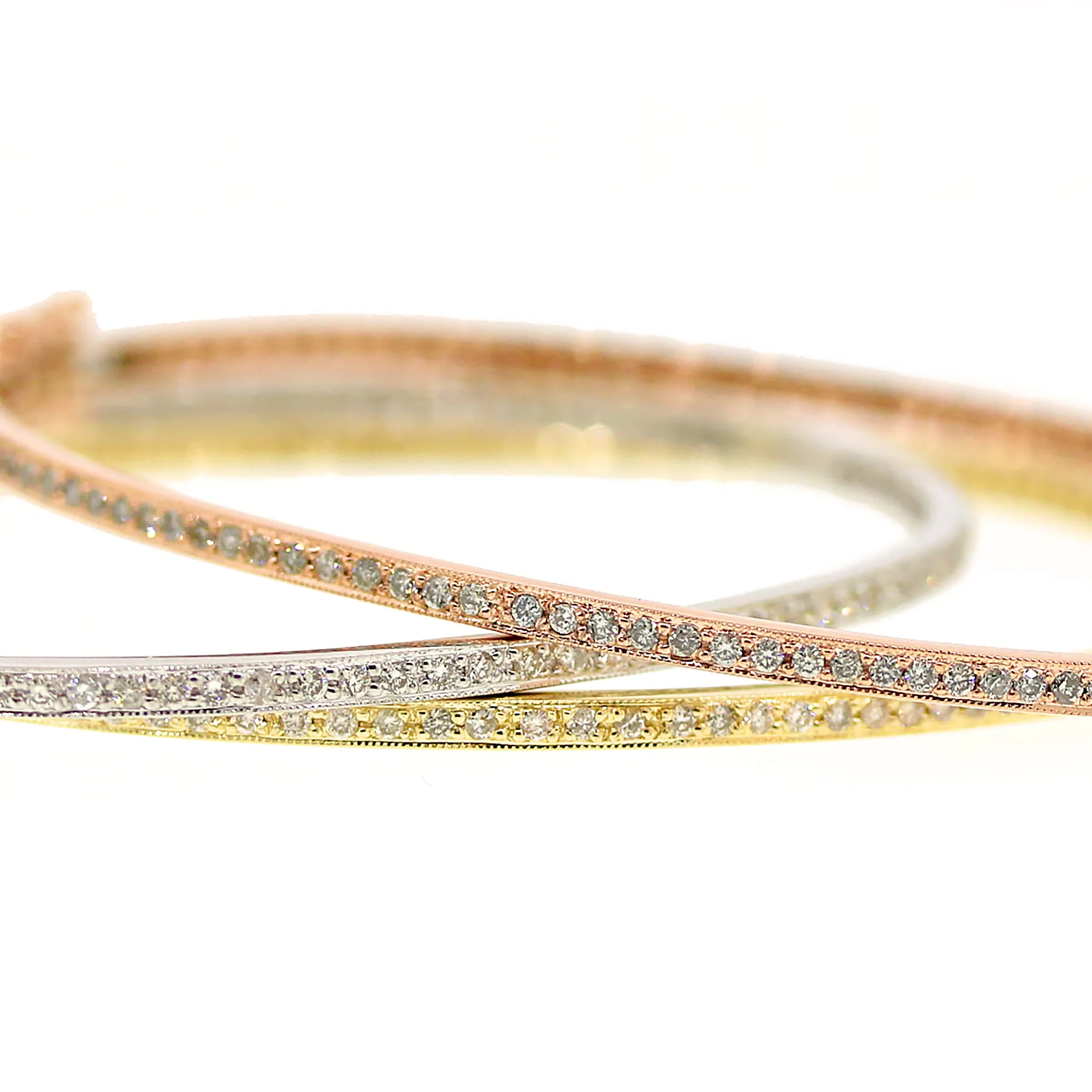 Stackables 14 kt Tri-color Gold Bangles Set of 3