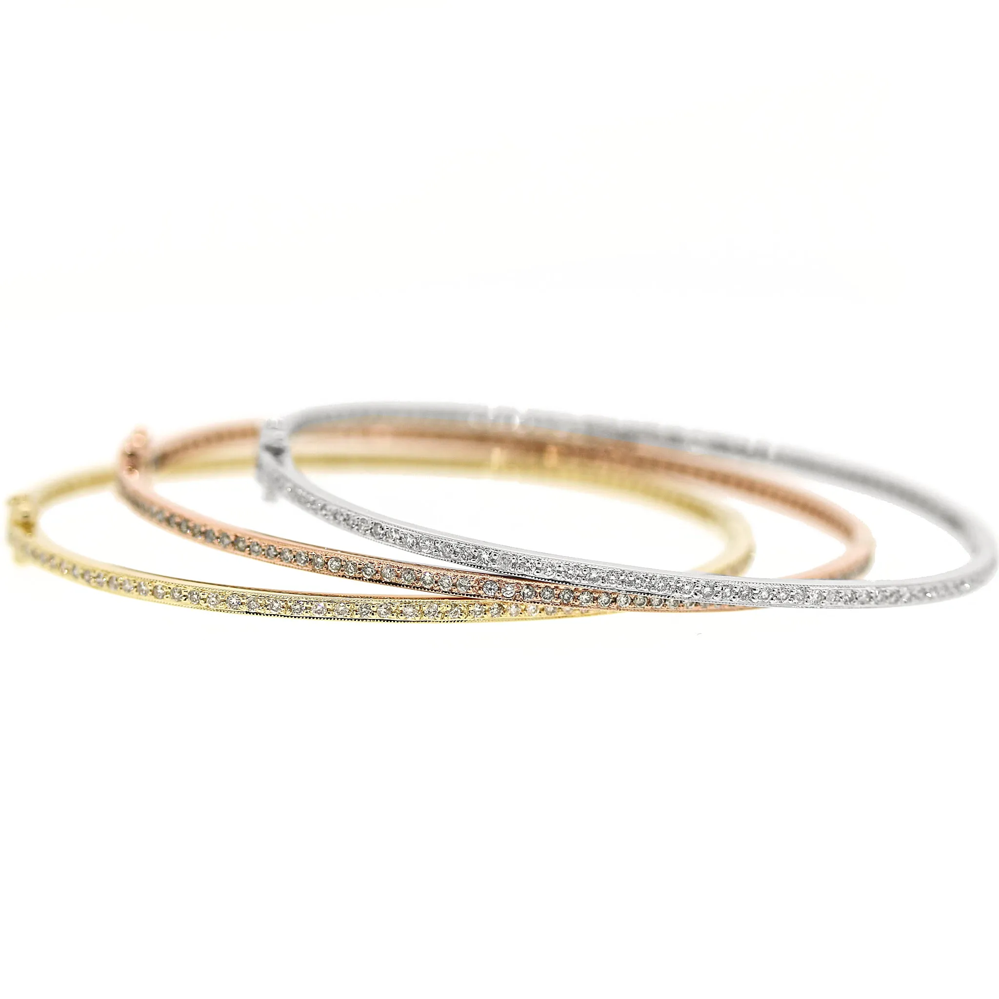 Stackables 14 kt Tri-color Gold Bangles Set of 3