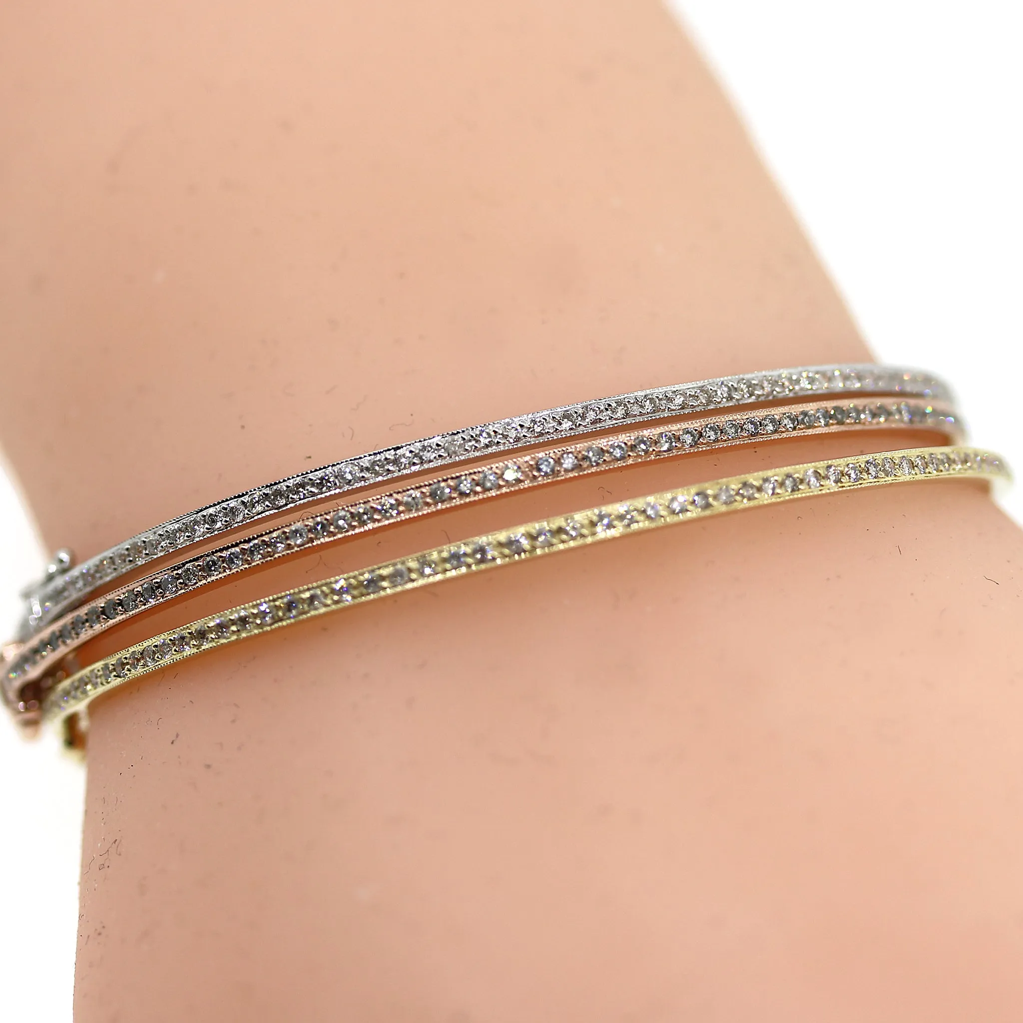 Stackables 14 kt Tri-color Gold Bangles Set of 3