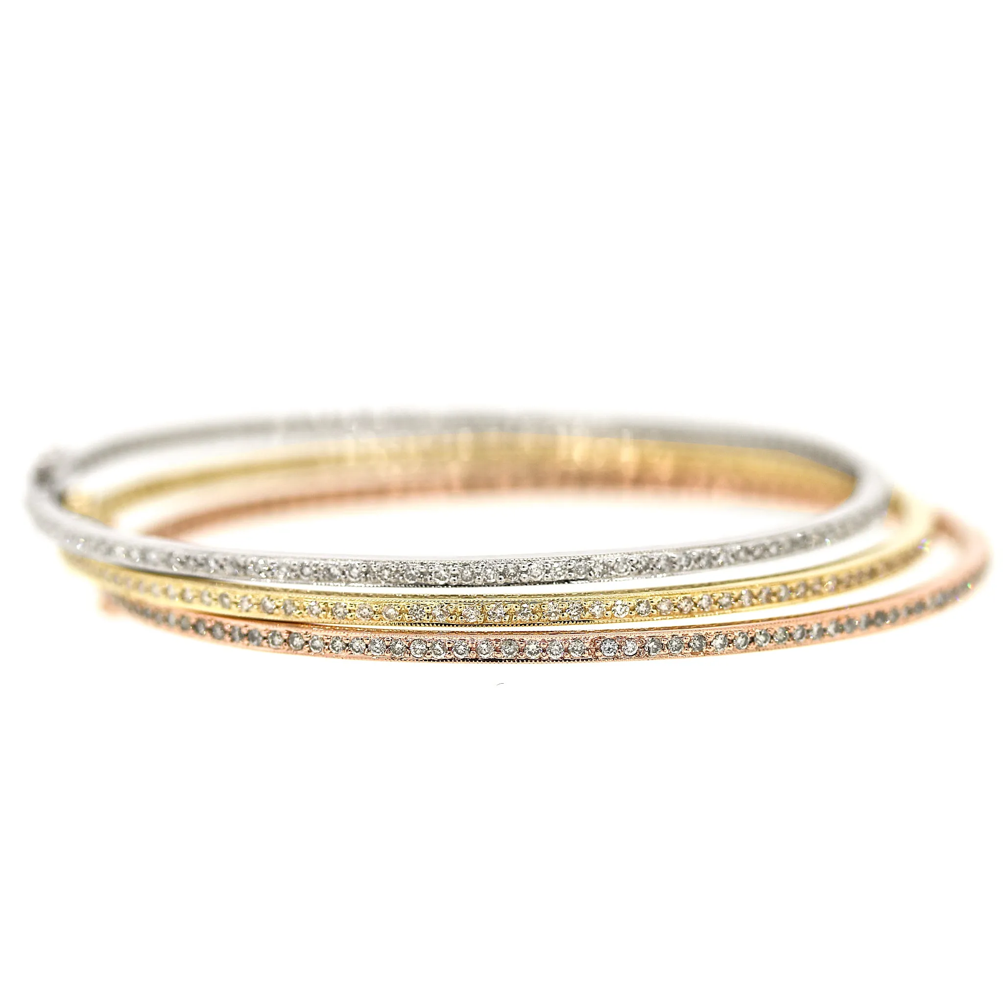 Stackables 14 kt Tri-color Gold Bangles Set of 3