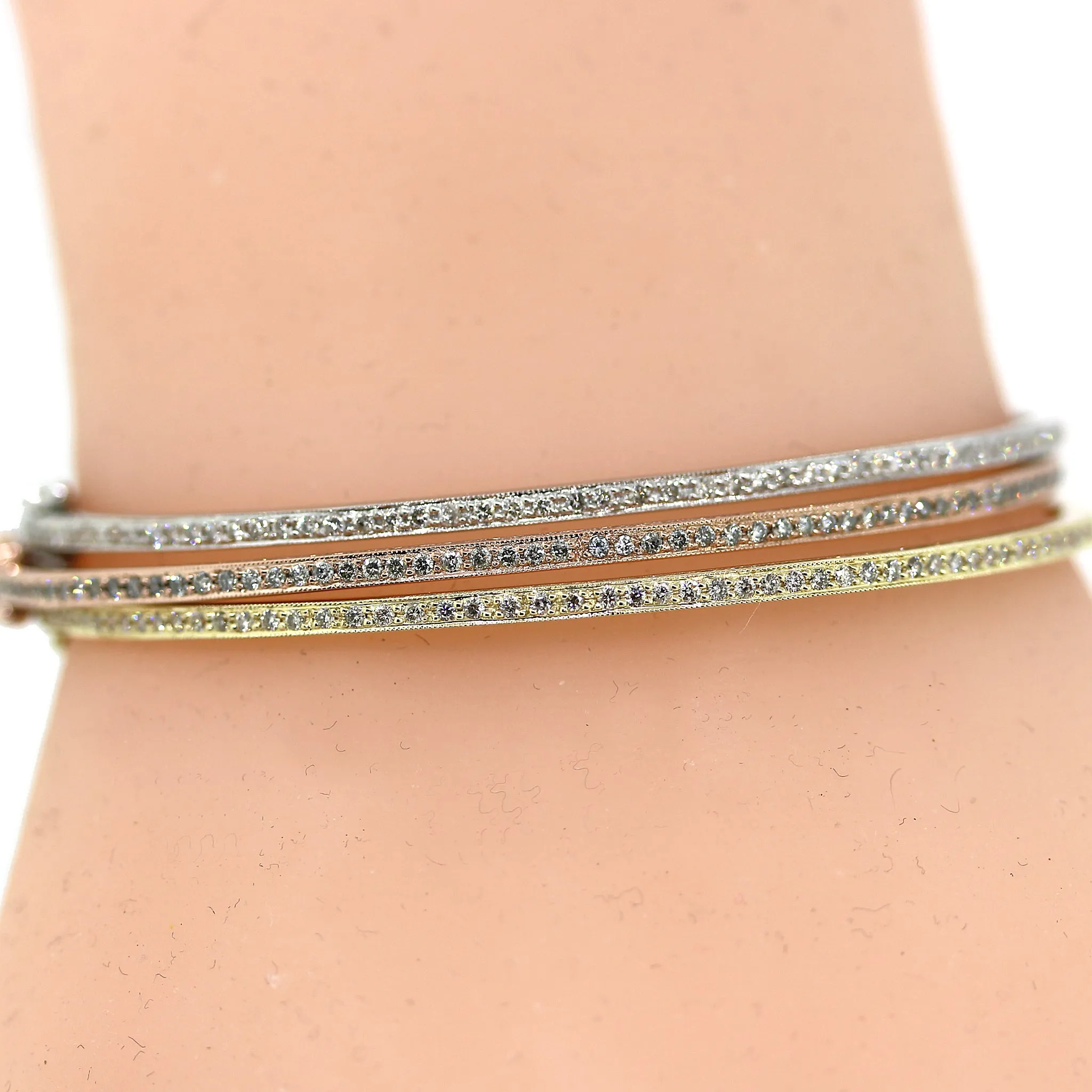 Stackables 14 kt Tri-color Gold Bangles Set of 3