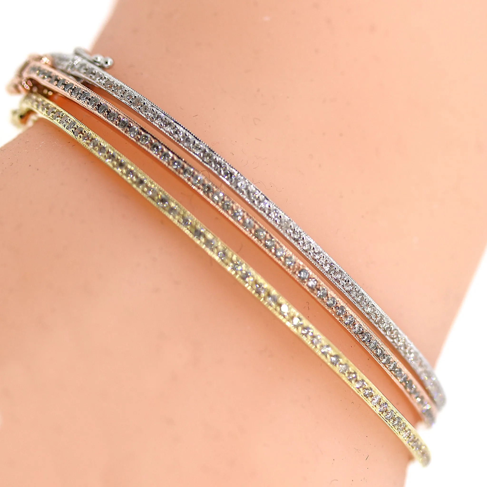 Stackables 14 kt Tri-color Gold Bangles Set of 3