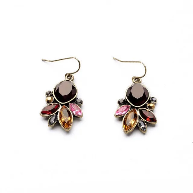 Statement Jewelry Graceful Resin Stone Antique Gold Drop Earrings Accessories for Women