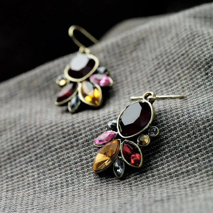 Statement Jewelry Graceful Resin Stone Antique Gold Drop Earrings Accessories for Women