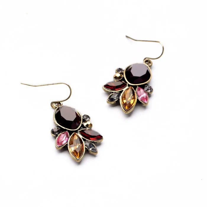 Statement Jewelry Graceful Resin Stone Antique Gold Drop Earrings Accessories for Women