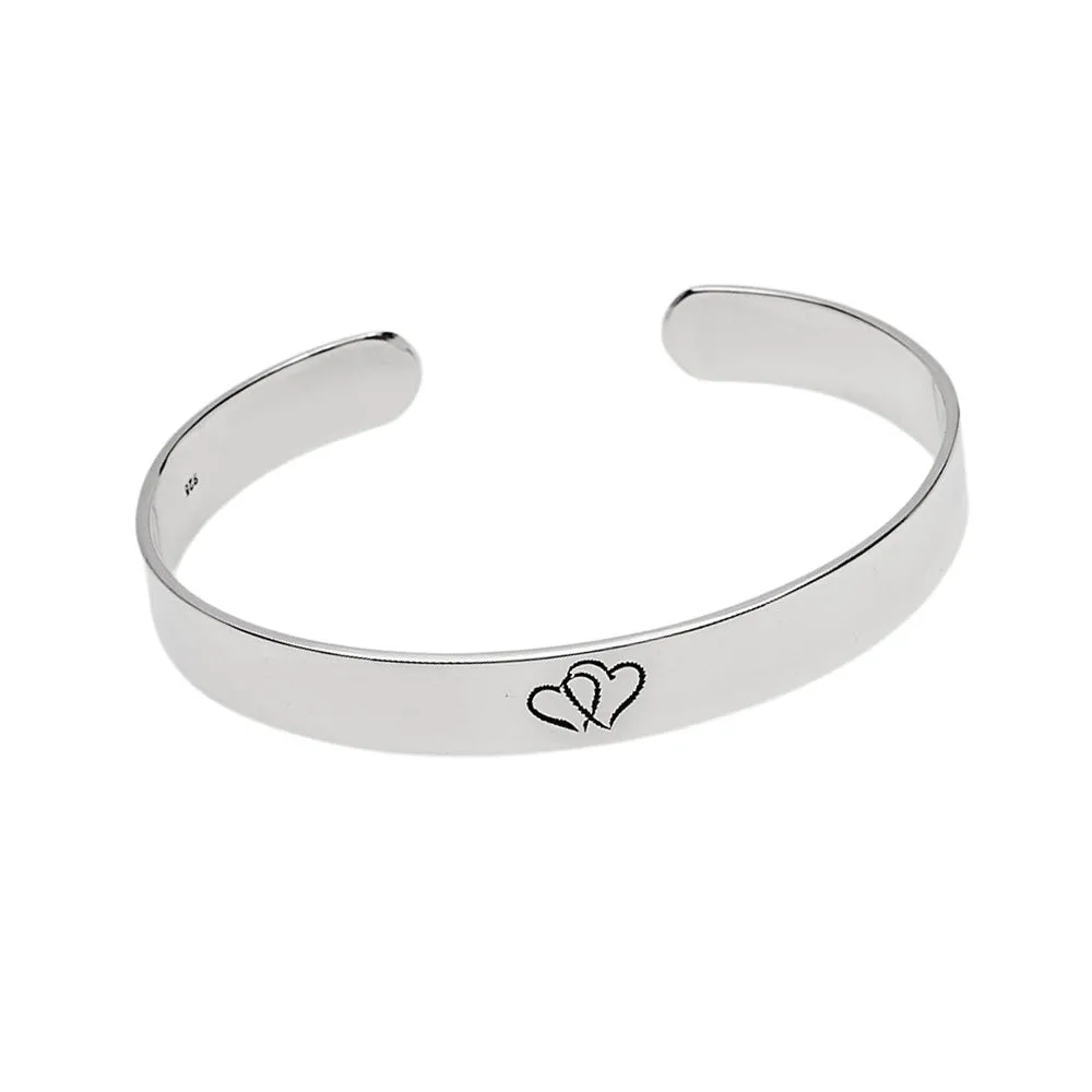 Sterling Bangle Bracelet for women Heart Details Bangle