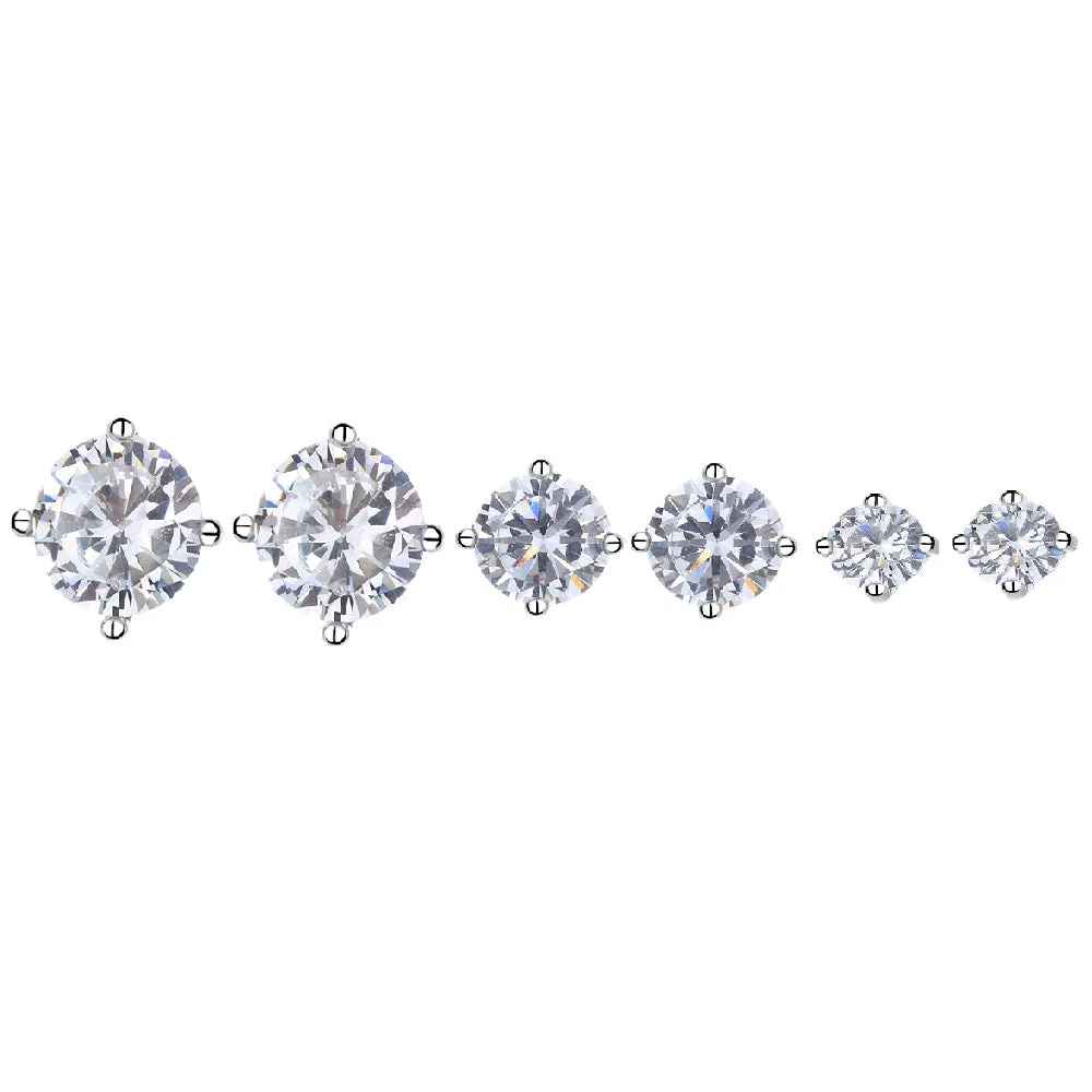 Sterling Silver crystal Stud set of 3 with crystals from Swarovski (4mm/5mm/6mm)