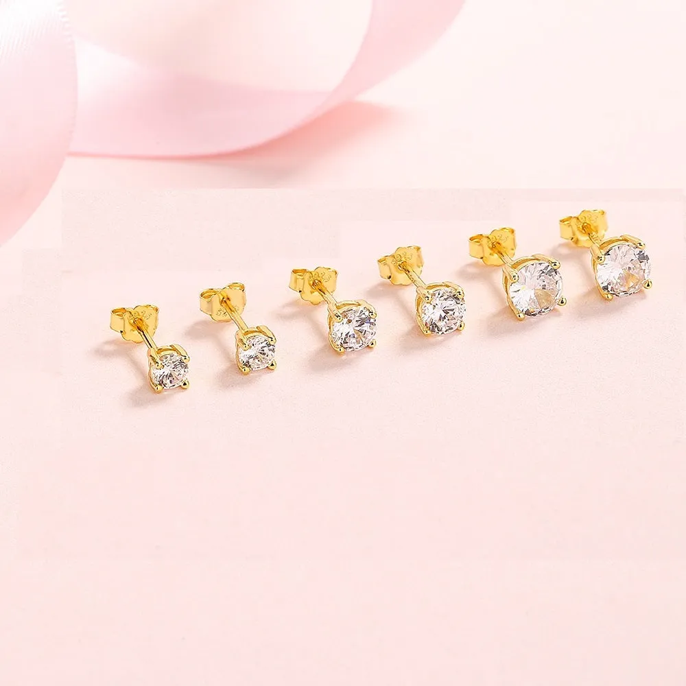 Sterling Silver crystal Stud set of 3 with crystals from Swarovski (4mm/5mm/6mm)