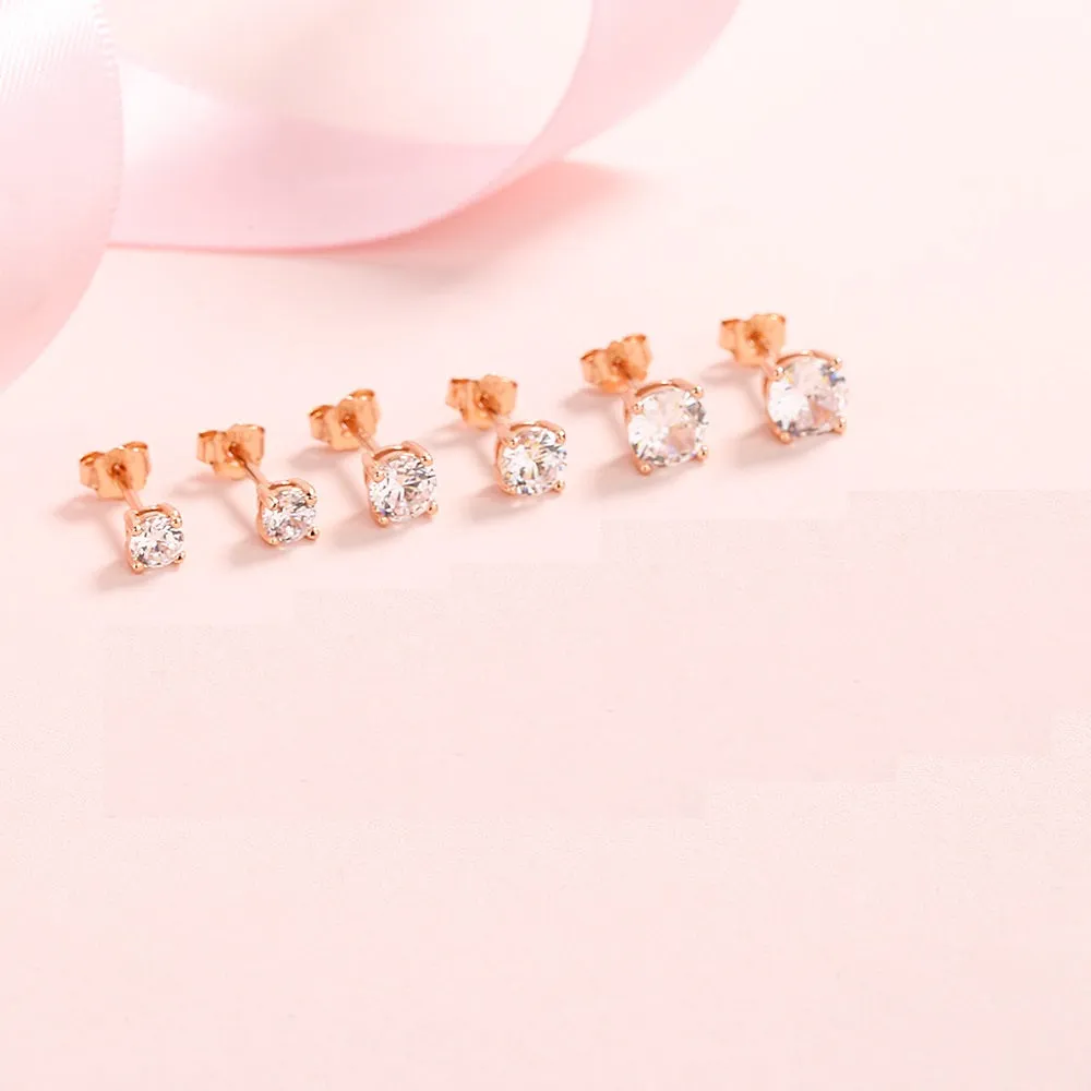 Sterling Silver crystal Stud set of 3 with crystals from Swarovski (4mm/5mm/6mm)