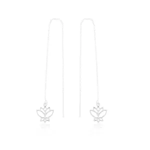 Sterling Silver Lotus Threader Drop Earrings