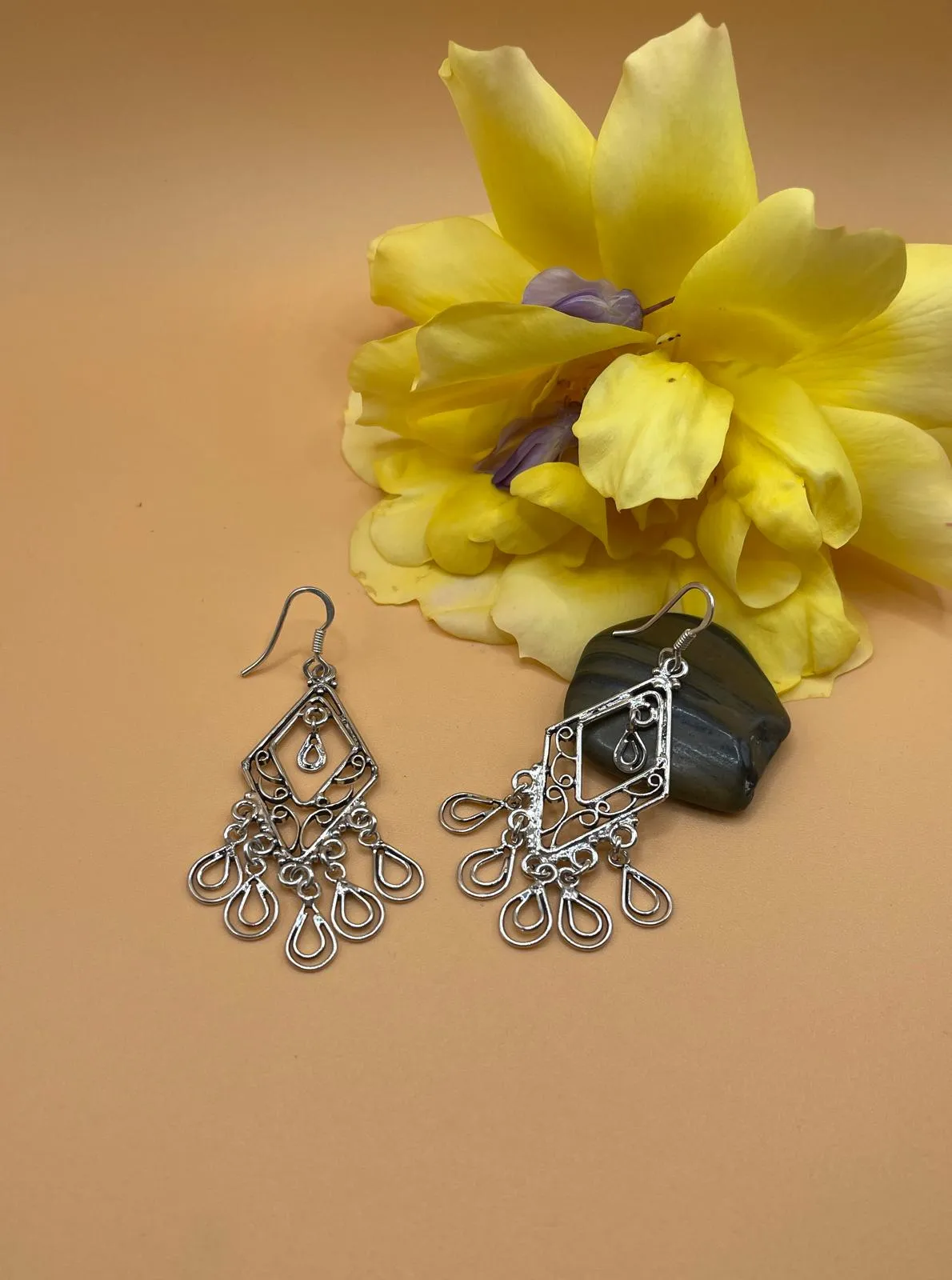 Sterling Silver Tibetan Tear Drop Earrings