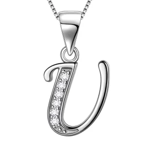 Tokyo Mart Letter U Initial Necklaces Pendant Women Men Name Jewelry Gift 925 Silver