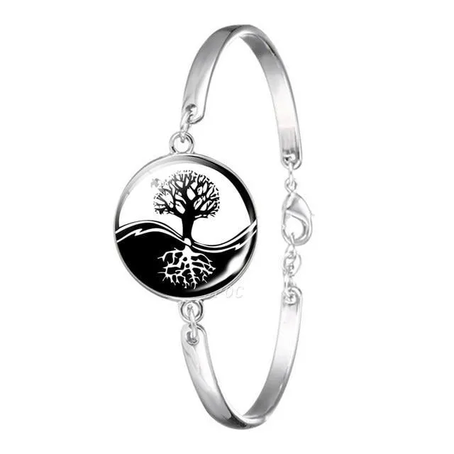 Tree of Life Silver Bangles Bracelet Lucky Charm Buddha Good Luck Bracelets