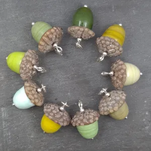 Unique Green Acorns as Necklaces or Charms