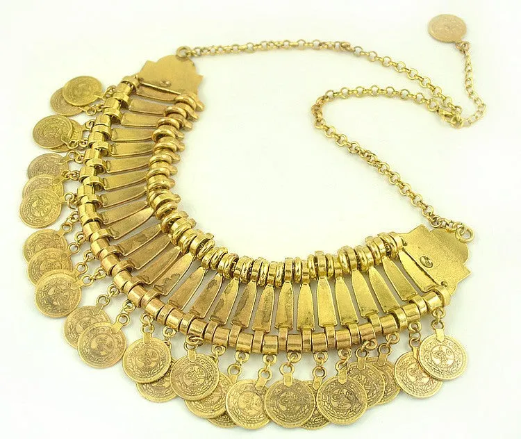 Vintage Gypsy Ethnic Boho Necklaces Retro Metal Carving Coins Vintage Gold And Silver Plated Statement Necklaces For Women Jewelry