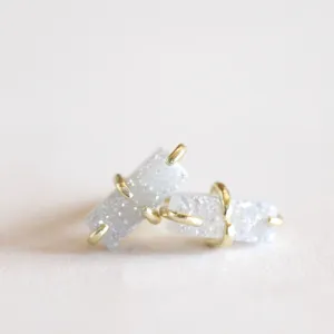 White druzy bar studs