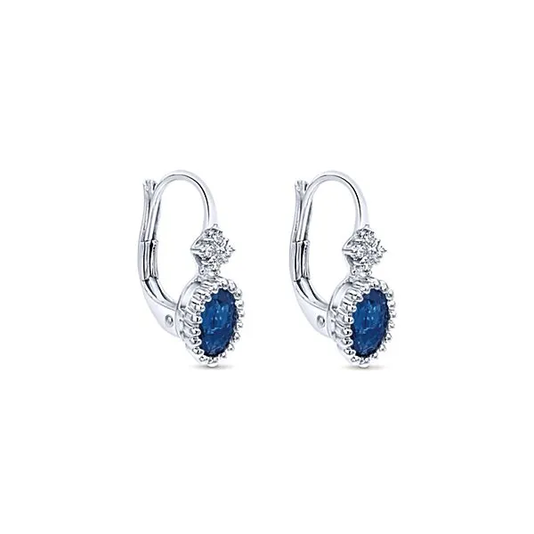 White Gold Oval Drop Sapphire Earrings