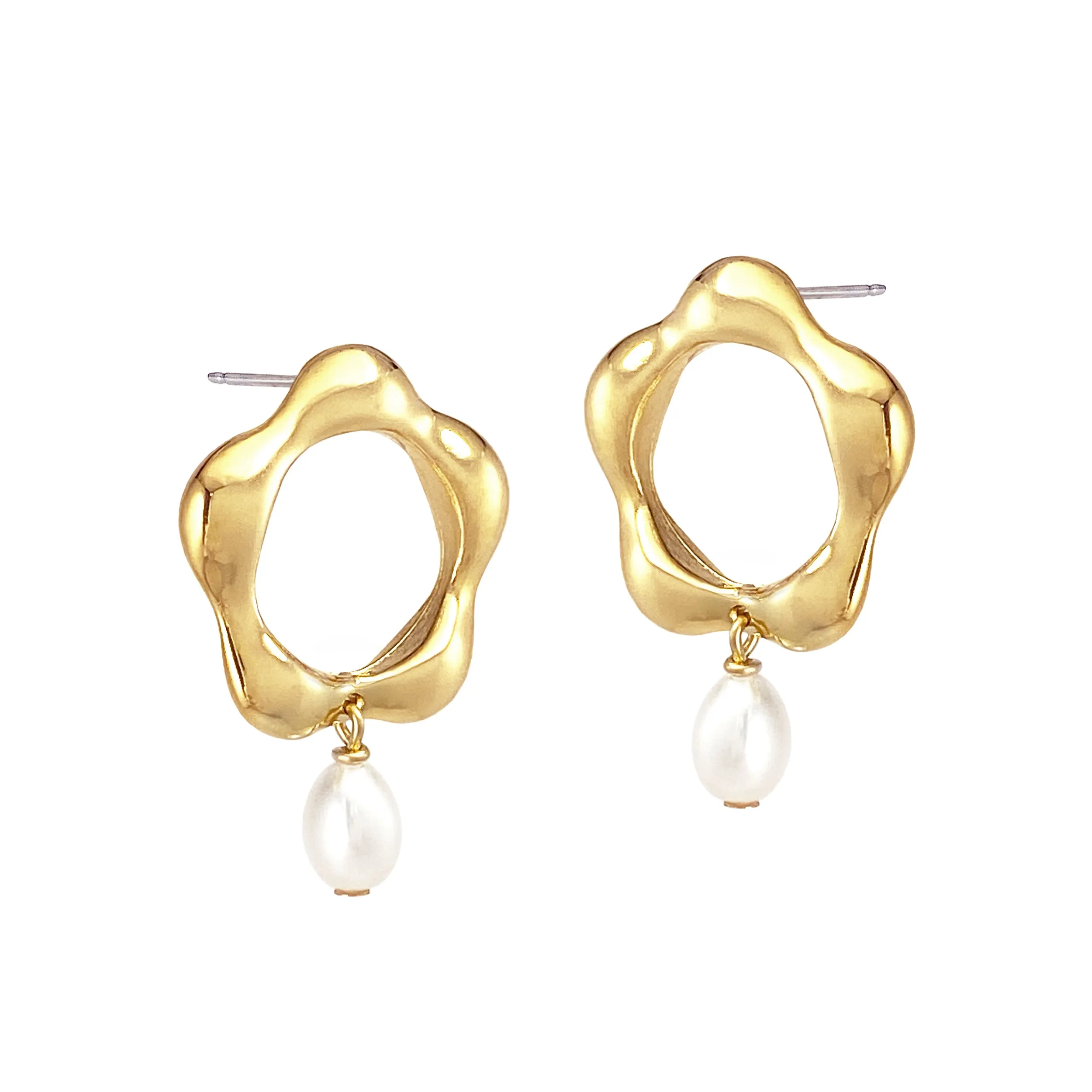 Wildflower Pearl Studs - Gold