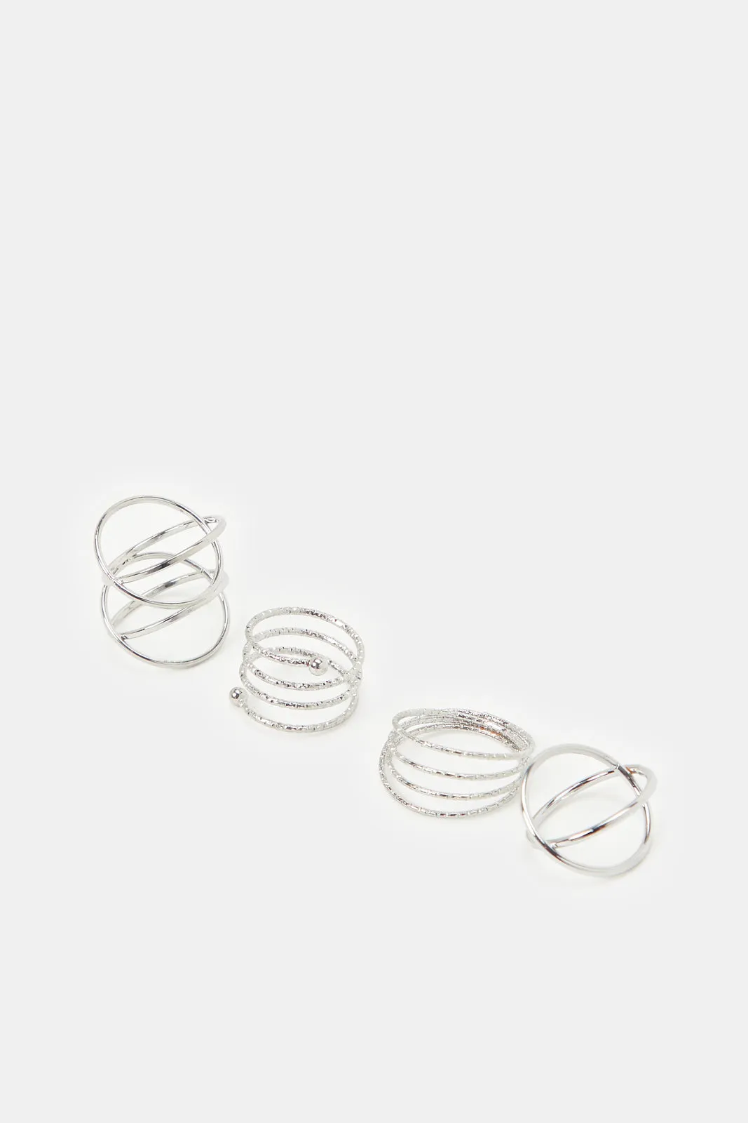 Women Silver Embellished Rings (Pack of 4)